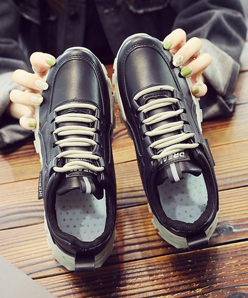 aimoha(アイモハ)の「ユニセックス厚底ソールスニーカー(スニーカー・レディース・ベージュ/ブラック・23.0cm/24.5cm/24.0cm/23.5cm/25.0cm)」の9枚目の写真