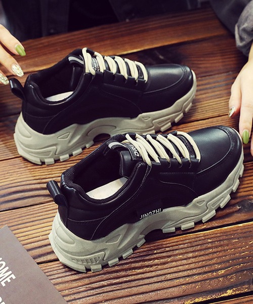 aimoha(アイモハ)の「ユニセックス厚底ソールスニーカー(スニーカー・レディース・ベージュ/ブラック・23.0cm/24.5cm/24.0cm/23.5cm/25.0cm)」の22枚目の写真