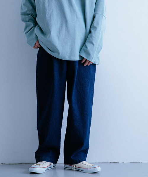 ITEMS URBANRESEARCH（アイテムズ アーバンリサーチ）の「デニム タックワイドパンツ（デニムパンツ・メンズ・ネイビー/アイボリー/ライトブルー・MEDIUM/LARGE）」の15枚目の写真
