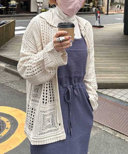 Alley by w closet(アリーバイダブルクローゼット)の「【Alley】透かし編みカーディガン(カーディガン/ボレロ・レディース・キナリ/イエロー・FREE)」の18枚目の写真