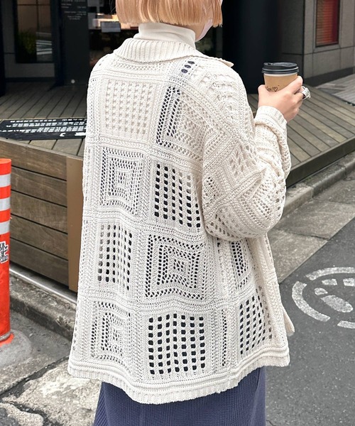 Alley by w closet(アリーバイダブルクローゼット)の「【Alley】透かし編みカーディガン(カーディガン/ボレロ・レディース・キナリ/イエロー・FREE)」の16枚目の写真