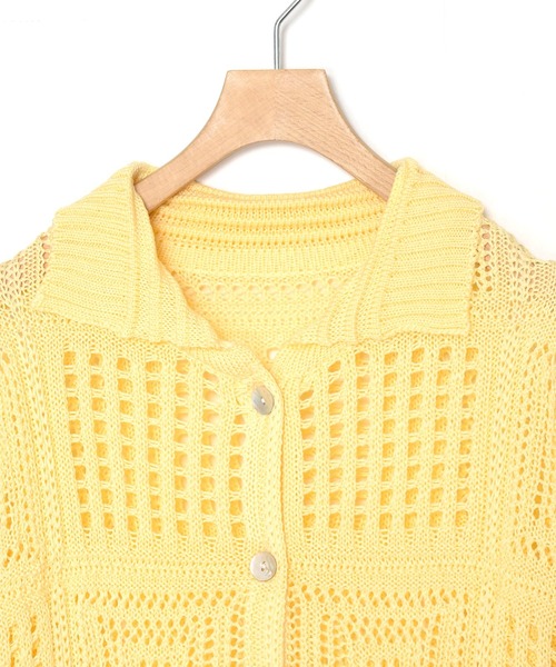 Alley by w closet(アリーバイダブルクローゼット)の「【Alley】透かし編みカーディガン(カーディガン/ボレロ・レディース・キナリ/イエロー・FREE)」の11枚目の写真