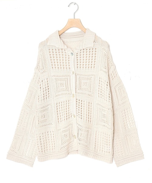 Alley by w closet(アリーバイダブルクローゼット)の「【Alley】透かし編みカーディガン(カーディガン/ボレロ・レディース・キナリ/イエロー・FREE)」の8枚目の写真