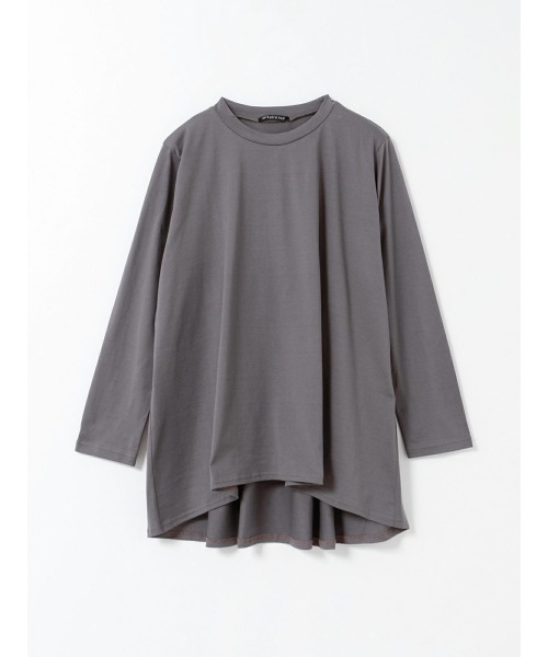 mizuiroind(ミズイロインド)の「mizuiro ind クルーネックAラインチュニックT(Tシャツ/カットソー・レディース・ブラック/グレー/オフホワイト/ブルー/グリーン・FREE)」の5枚目の写真