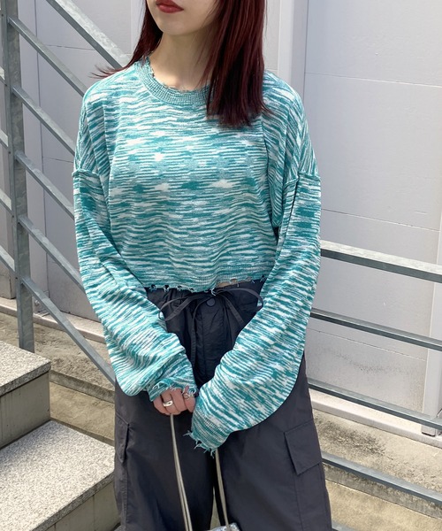 Snap club(スナップクラブ)の「【Snap club】2WAYメランジクロップドカーディガン(カーディガン/ボレロ・レディース・ブラック/レッド/グリーン・FREE)」の6枚目の写真