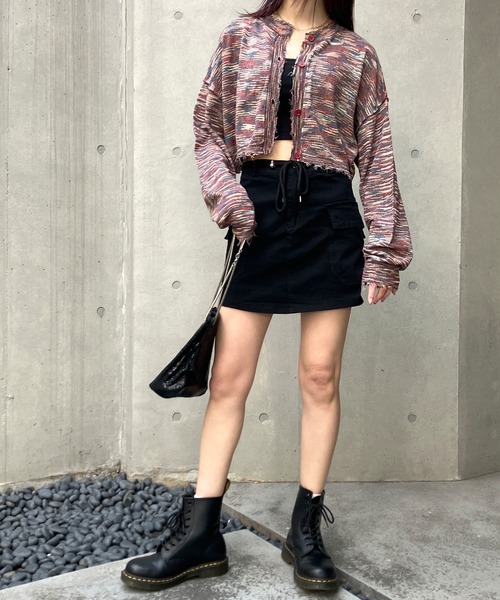 Snap club(スナップクラブ)の「【Snap club】2WAYメランジクロップドカーディガン(カーディガン/ボレロ・レディース・ブラック/レッド/グリーン・FREE)」の16枚目の写真