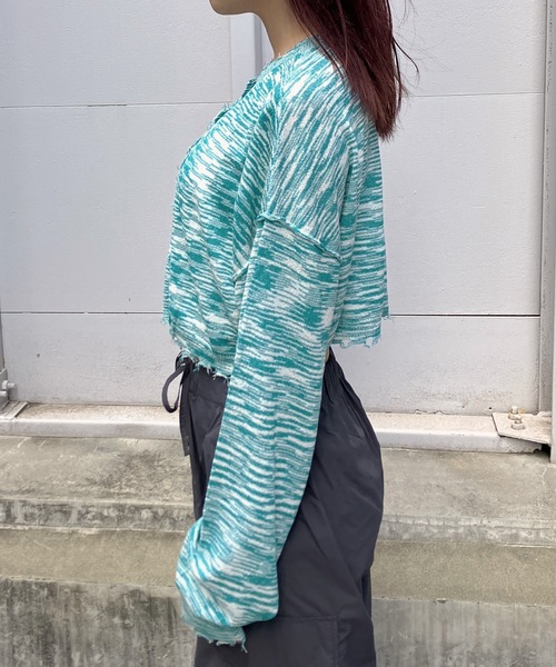 Snap club(スナップクラブ)の「【Snap club】2WAYメランジクロップドカーディガン(カーディガン/ボレロ・レディース・ブラック/レッド/グリーン・FREE)」の8枚目の写真