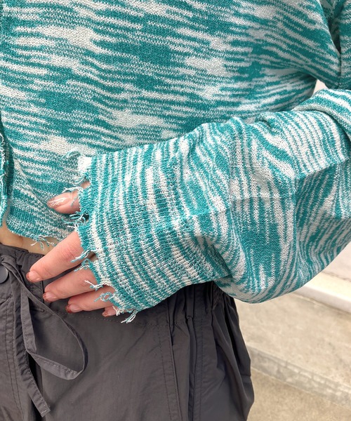 Snap club(スナップクラブ)の「【Snap club】2WAYメランジクロップドカーディガン(カーディガン/ボレロ・レディース・ブラック/レッド/グリーン・FREE)」の21枚目の写真