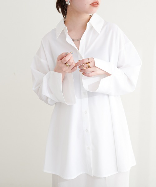 natural couture(ナチュラルクチュール)の「WEB限定/袖口スリットゆるシャツ(シャツ/ブラウス・レディース・ブルー/オフホワイト/ネイビー/ピンク/ピンク系その他・FREE)」の12枚目の写真