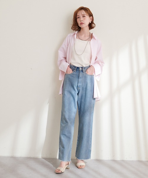 natural couture(ナチュラルクチュール)の「WEB限定/袖口スリットゆるシャツ(シャツ/ブラウス・レディース・ブルー/オフホワイト/ネイビー/ピンク/ピンク系その他・FREE)」の7枚目の写真