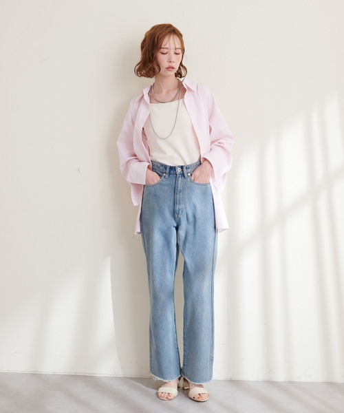 natural couture(ナチュラルクチュール)の「WEB限定/袖口スリットゆるシャツ(シャツ/ブラウス・レディース・ブルー/オフホワイト/ネイビー/ピンク/ピンク系その他・FREE)」の8枚目の写真