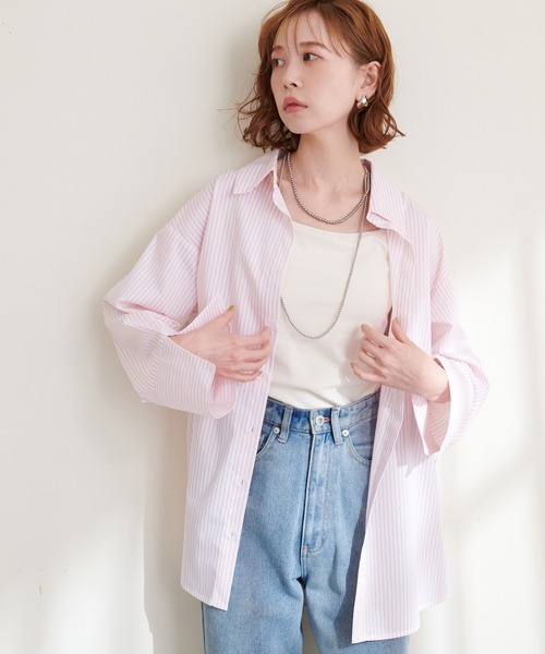 natural couture(ナチュラルクチュール)の「WEB限定/袖口スリットゆるシャツ(シャツ/ブラウス・レディース・ブルー/オフホワイト/ネイビー/ピンク/ピンク系その他・FREE)」の6枚目の写真