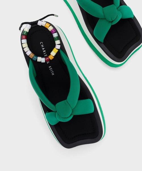 CHARLES & KEITH ターナー ノットウェッジ 厚底 サンダル CHARLES & KEITH Tana ターナー ノットウェッジ （Black