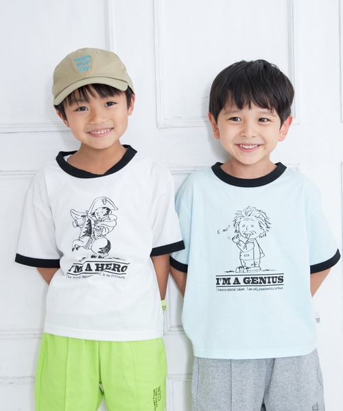 セール】アインシュタイン柄リンガー半袖Tシャツ□80～140cm（T