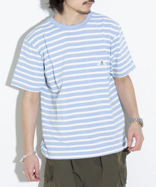 GEVACO(ゲバコ)の「【GEVACO/ゲバコ】ヘビーウエイトTシャツ 無地/ボーダー ワンポイントロゴ ポケT(Tシャツ/カットソー・メンズ・オフホワイト/ブルー/ブラック系その他/レッド系その他/ブルー系その他/ライトパープル/チャコールグレー/ベージュ・S/M/L)」の1枚目の写真