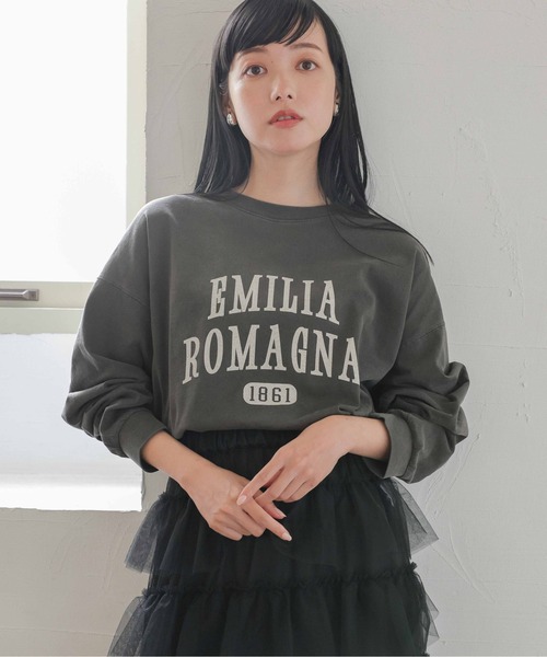 LOWRYS FARM（ローリーズファーム）の「カコウプリントＴシャツロングスリーブ　191260（Tシャツ/カットソー・レディース・グレー/アイボリー/ピンク/パープル/グレー系その他・FREE）」の2枚目の写真