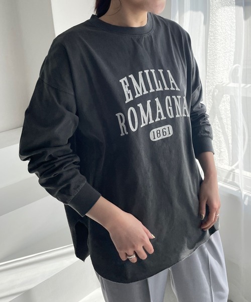 LOWRYS FARM（ローリーズファーム）の「カコウプリントＴシャツロングスリーブ　191260（Tシャツ/カットソー・レディース・グレー/アイボリー/ピンク/パープル/グレー系その他・FREE）」の14枚目の写真