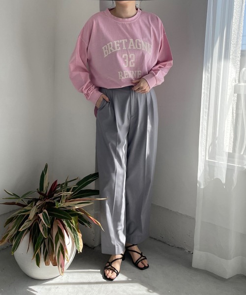 LOWRYS FARM（ローリーズファーム）の「カコウプリントＴシャツロングスリーブ　191260（Tシャツ/カットソー・レディース・グレー/アイボリー/ピンク/パープル/グレー系その他・FREE）」の6枚目の写真