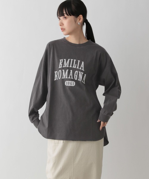 LOWRYS FARM（ローリーズファーム）の「カコウプリントＴシャツロングスリーブ　191260（Tシャツ/カットソー・レディース・グレー/アイボリー/ピンク/パープル/グレー系その他・FREE）」の7枚目の写真