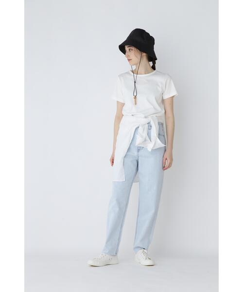human woman(ヒューマンウーマン)の「オーガニック綿天竺Tシャツ(Tシャツ/カットソー・レディース・ネイビー/ホワイト・MEDIUM/LARGE)」の4枚目の写真