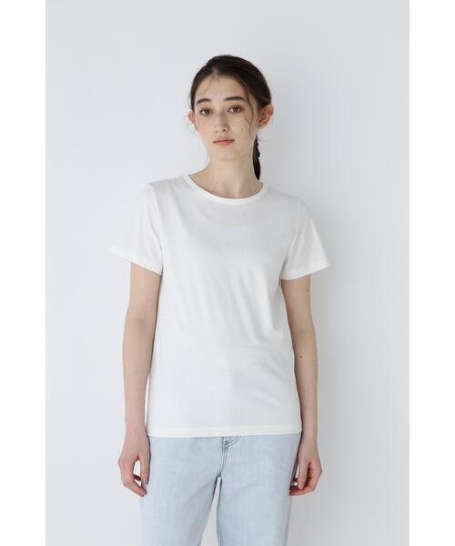 human woman(ヒューマンウーマン)の「オーガニック綿天竺Tシャツ(Tシャツ/カットソー・レディース・ネイビー/ホワイト・MEDIUM/LARGE)」の5枚目の写真