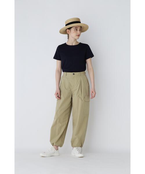 human woman(ヒューマンウーマン)の「オーガニック綿天竺Tシャツ(Tシャツ/カットソー・レディース・ネイビー/ホワイト・MEDIUM/LARGE)」の9枚目の写真