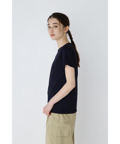 human woman(ヒューマンウーマン)の「オーガニック綿天竺Tシャツ(Tシャツ/カットソー・レディース・ネイビー/ホワイト・MEDIUM/LARGE)」の10枚目の写真