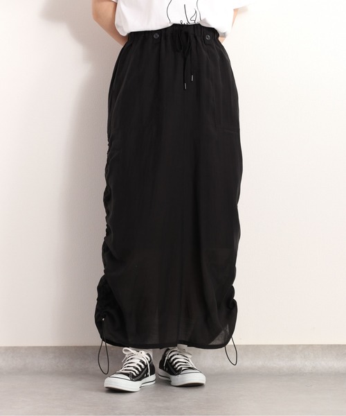 cepo（セポ）の「シアーサイドギャザースカート　セットアップ可能（スカート・レディース・ブラック/オリーブ・M）」の12枚目の写真