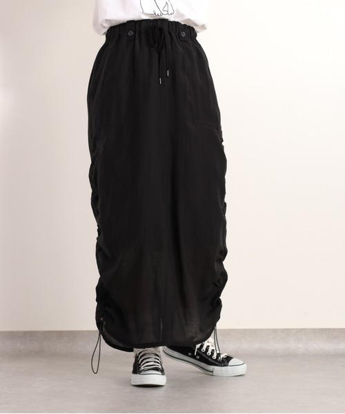 cepo（セポ）の「シアーサイドギャザースカート　セットアップ可能（スカート・レディース・ブラック/オリーブ・M）」の13枚目の写真