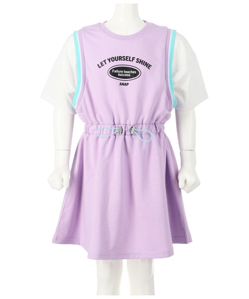ANAP kids(アナップキッズ)の「ドロストスポーティワンピース(ワンピース・キッズ・ブラック/グレー/ラベンダー・120cm/110cm/130cm)」の3枚目の写真