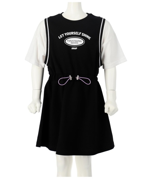 ANAP kids(アナップキッズ)の「ドロストスポーティワンピース(ワンピース・キッズ・ブラック/グレー/ラベンダー・120cm/110cm/130cm)」の2枚目の写真