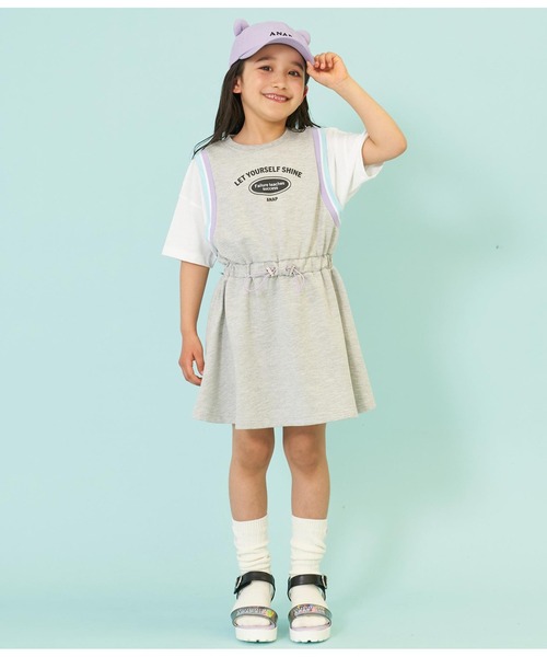 ANAP kids(アナップキッズ)の「ドロストスポーティワンピース(ワンピース・キッズ・ブラック/グレー/ラベンダー・120cm/110cm/130cm)」の8枚目の写真