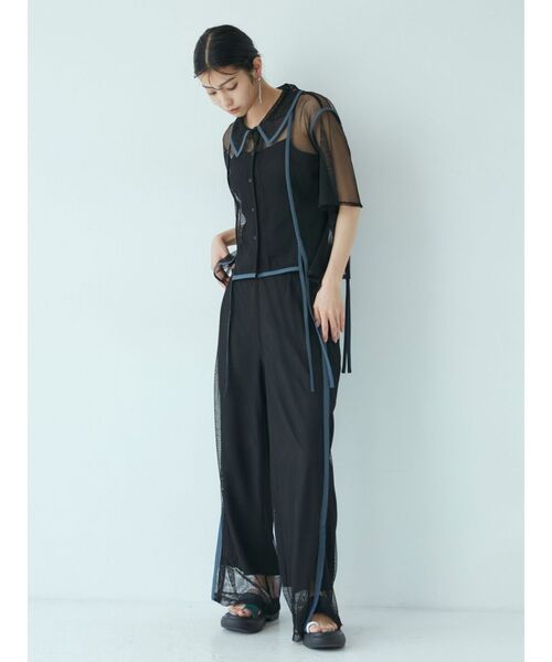 MURUA（ムルーア）の「パイピングメッシュパンツ（スウェットパンツ・レディース・ブラック/アイボリー・FREE）」の14枚目の写真