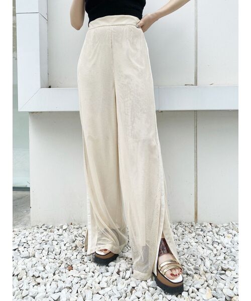 MURUA（ムルーア）の「パイピングメッシュパンツ（スウェットパンツ・レディース・ブラック/アイボリー・FREE）」の21枚目の写真