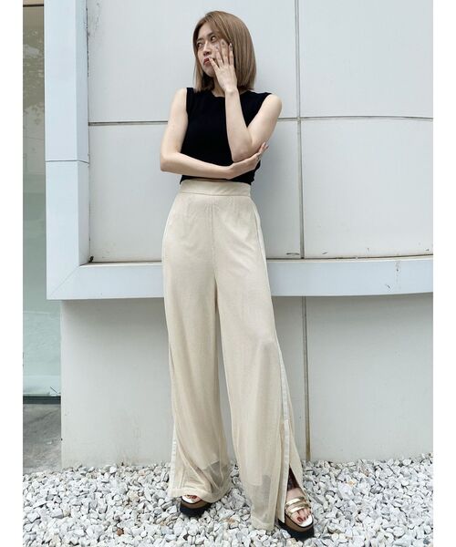 MURUA（ムルーア）の「パイピングメッシュパンツ（スウェットパンツ・レディース・ブラック/アイボリー・FREE）」の17枚目の写真