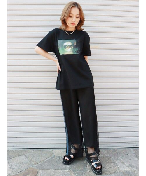 MURUA（ムルーア）の「パイピングメッシュパンツ（スウェットパンツ・レディース・ブラック/アイボリー・FREE）」の19枚目の写真