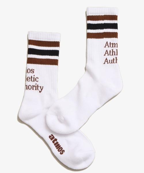 atmos pink(アトモスピンク)の「atmos COLOR LINE AAA SOCKS / アトモス カラー ソックス(ソックス/靴下・メンズ・ホワイト系その他4/ホワイト×レッド/ホワイト×グリーン/ホワイト×ブラック/ホワイト系その他・26-28cm)」の1枚目の写真