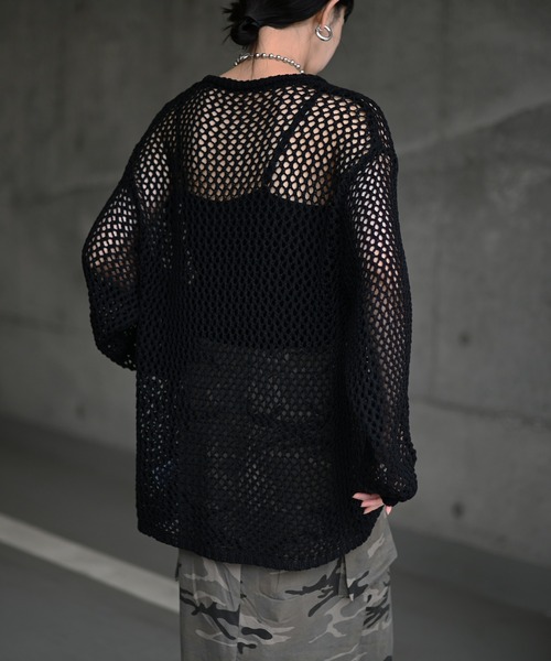 Marient（マリエント）の「スキッパーメッシュPO（ニット/セーター・レディース・ホワイト/ブルー/ブラック・FREE）」の4枚目の写真