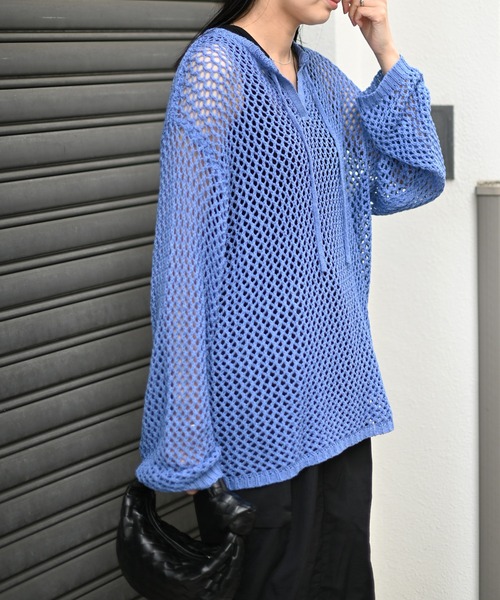 Marient（マリエント）の「スキッパーメッシュPO（ニット/セーター・レディース・ホワイト/ブルー/ブラック・FREE）」の9枚目の写真