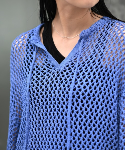 Marient（マリエント）の「スキッパーメッシュPO（ニット/セーター・レディース・ホワイト/ブルー/ブラック・FREE）」の11枚目の写真