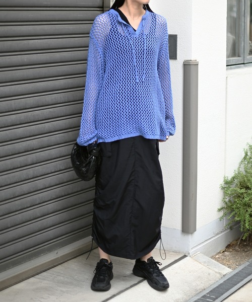 Marient（マリエント）の「スキッパーメッシュPO（ニット/セーター・レディース・ホワイト/ブルー/ブラック・FREE）」の12枚目の写真