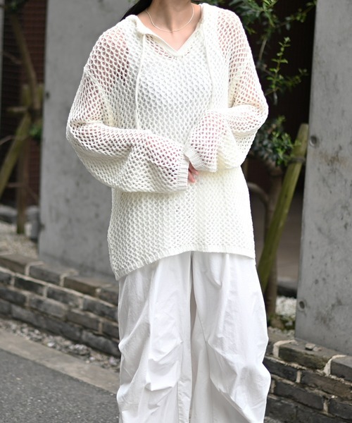 Marient（マリエント）の「スキッパーメッシュPO（ニット/セーター・レディース・ホワイト/ブルー/ブラック・FREE）」の15枚目の写真