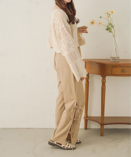 Ambre Neige（アンブルネージュ）の「サイドリボンストレートパンツ／【WEB/EC限定商品】（スラックス・レディース・アイボリー/ベージュ・FREE）」の12枚目の写真