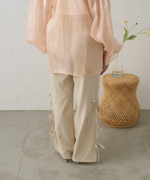 Ambre Neige（アンブルネージュ）の「サイドリボンストレートパンツ／【WEB/EC限定商品】（スラックス・レディース・アイボリー/ベージュ・FREE）」の18枚目の写真