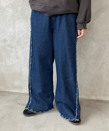 2wayフリンジワイドデニムパンツ