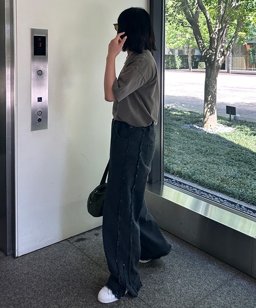 kutir（クティール）の「2wayフリンジワイドデニムパンツ（デニムパンツ・レディース・ライトインディゴブルー/ブラック・LARGE/MEDIUM）」の12枚目の写真