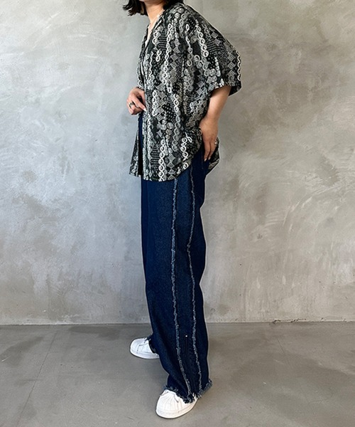 kutir（クティール）の「2wayフリンジワイドデニムパンツ（デニムパンツ・レディース・ライトインディゴブルー/ブラック・LARGE/MEDIUM）」の10枚目の写真