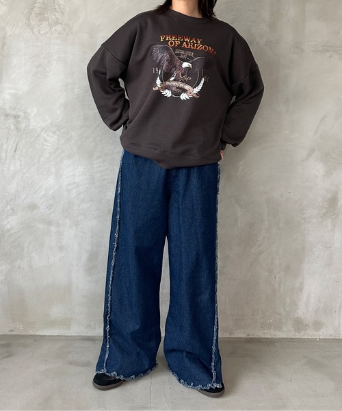 kutir（クティール）の「2wayフリンジワイドデニムパンツ（デニム