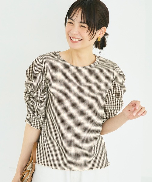 coca(coca)(コカ)の「シボシャーリングトップス(Tシャツ/カットソー・レディース・A/ブラック/アイボリー/B/その他/ドット/ブラウン/ライトブルー・L/M/S/XL)」の3枚目の写真