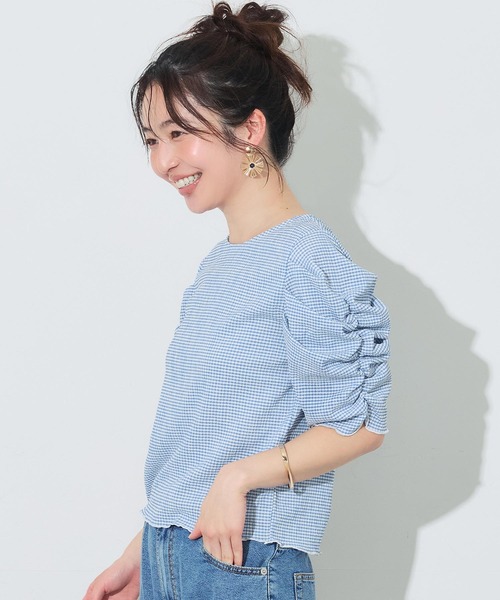 coca(coca)(コカ)の「シボシャーリングトップス(Tシャツ/カットソー・レディース・A/ブラック/アイボリー/B/その他/ドット/ブラウン/ライトブルー・L/M/S/XL)」の4枚目の写真